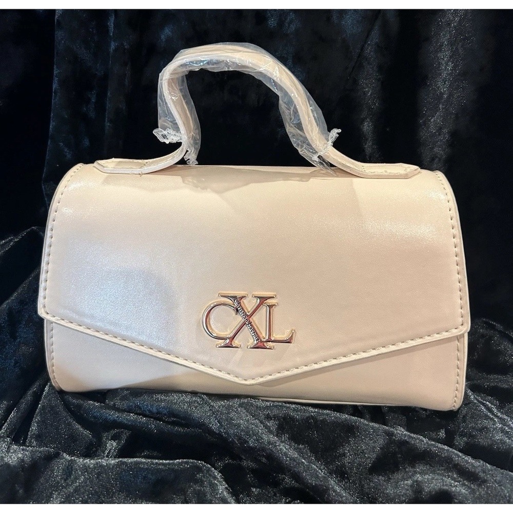CXL Christian Lacroix Laine Matte Patent Top Handle‎ Crossbody Panna Cotta Beige